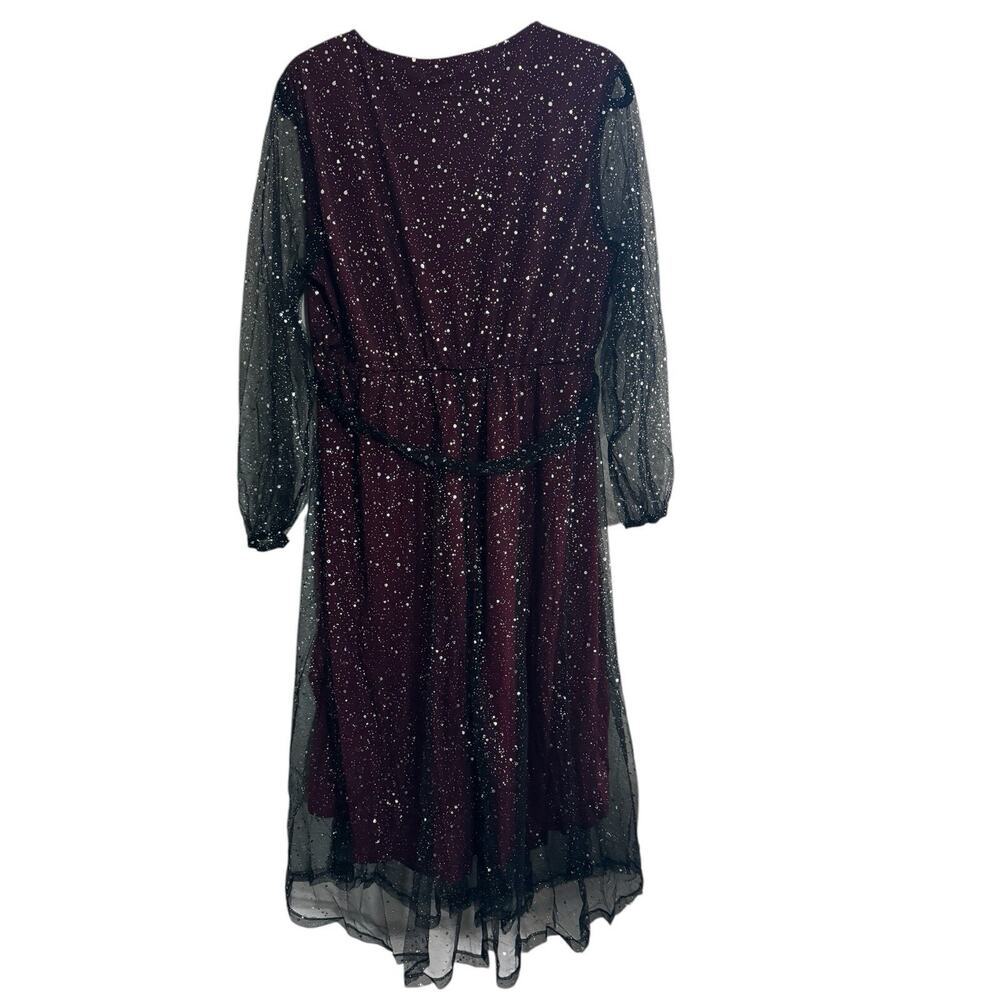 NWT Bloomchic Dress 14-16 Black Sheer Silver Burgundy Wine Fairy Witchy #3622 - Picture 9 of 10